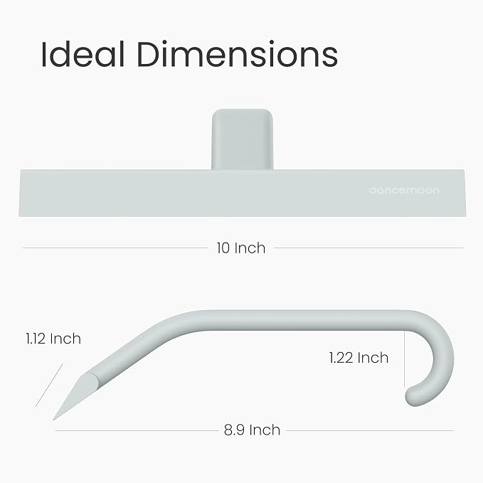 JustHang Shower Squeegee with Built-in Hook, 10-Inch Sage Green | Award-Winning Design, All-One-Piece Soft-Touch Silicone, for Glass Door, Bathroom, Window, Mirror, Tile Wall, Car