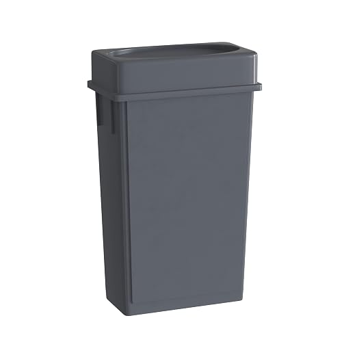 23 Gallon Gray Slim Jim Trash Can with Drop Shot Lid