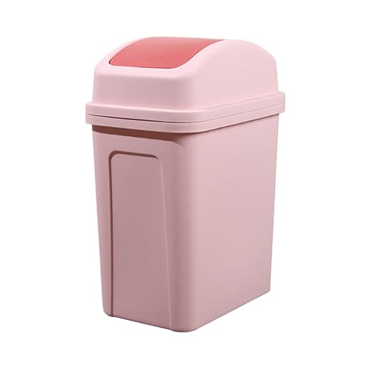 5.5 Gallon Pink Trash Can with Swing Lid, Small Slim Compact Plastic Bathroom Garbage Can,Easy to Clean,Detachable Trash Bin for Bedroom,Kitchen,Restroom,Dorm Room,Bathroom,Office