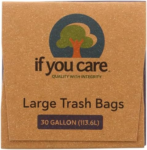 If You Care Large Trash Garbage Bags with Drawstring, Made of Recycled Material for Garbage and Waste, Heavy Duty – 10 Count, 30 Gallon