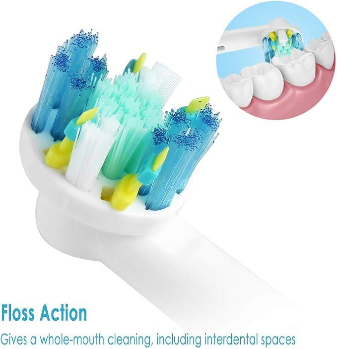 Replacement Brush Heads Compatible with Oral-B-Braun– Floss Action - Pack of 4 Generic Electric Toothbrush Replacement Heads