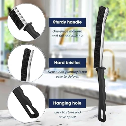 Crevice Cleaning Brush 24-Pack - Heavy Duty Hard Bristle Gap Brush for Deep Cleaning - Ultra-Thin Window Track Cleaning Tool for Shower Grout, Sliding Doors, Baseboards & Auto Detailing