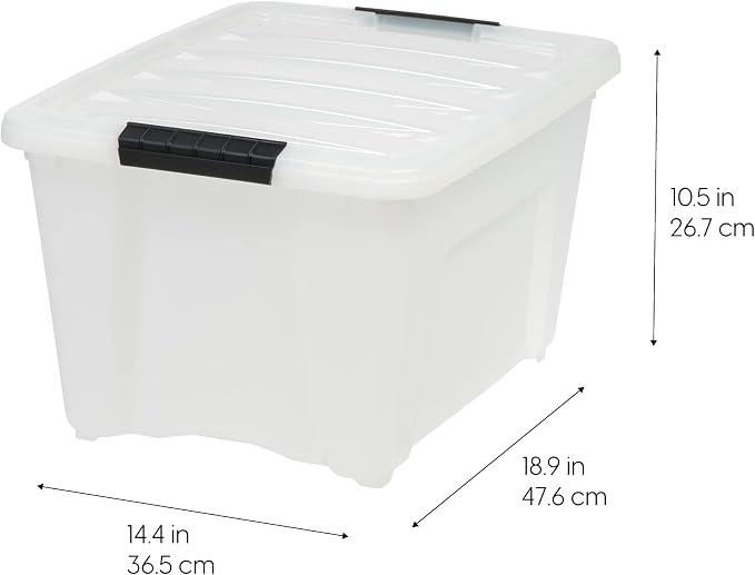 IRIS USA 6-Pack 32 Quart Storage Bins with Lids, Pearl | Conceals contents for a neat look, Ideal for linens, décor, closet essentials, and household supplies