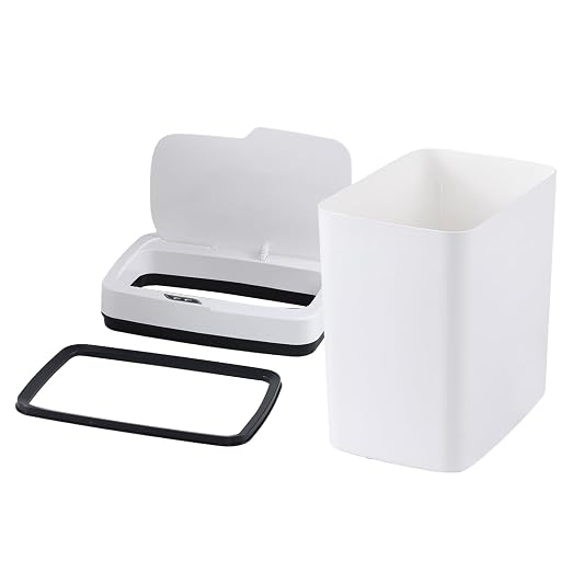 15L Smart Automatic Trash Can with Motion Sensor Lid | Small Touchless Garbage Can, Quiet Close, Easy-Clean White Design for Bathroom, Bedroom, Office
