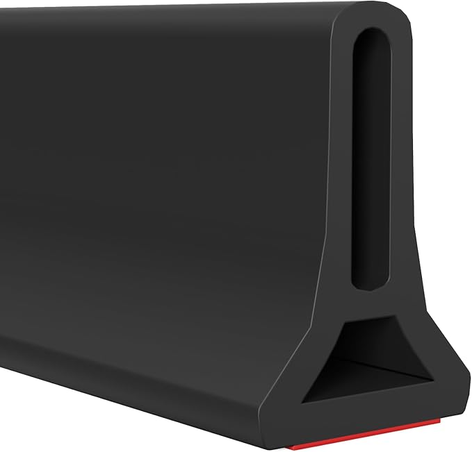 Hi-Na 3ft/5ft/6ft/8ft10ft Collapsible Shower Threshold Water Dam Water Barrier for Shower and Water Stopper Keeps Water Inside Water Threshold for Wet and Dry Separation (3ft, Black)