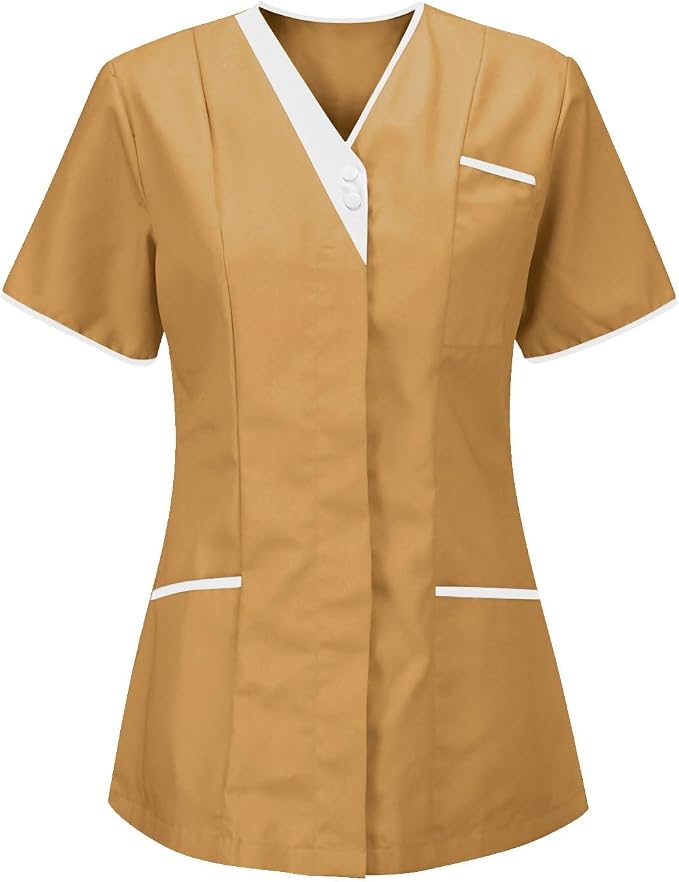 Lightweight Nursing Scrubs for Women Housekeeping Uniforms for Women Short Sleeve Scrub Tops Cleaning Uniform