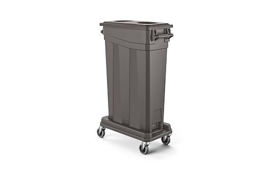 Suncast 23 Gal, Commercial Narrow Trash Can with Handles, Gray, Made in USA
