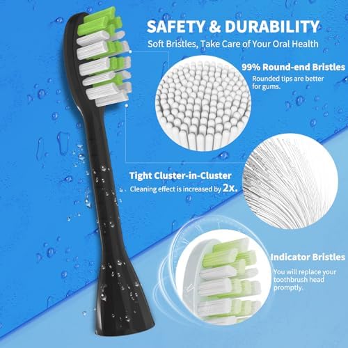 10 Pack Toothbrush Replacement Heads for Philips One Sonicare, Black | Medium bristles, Aldult Tooth Brush Heads Refill