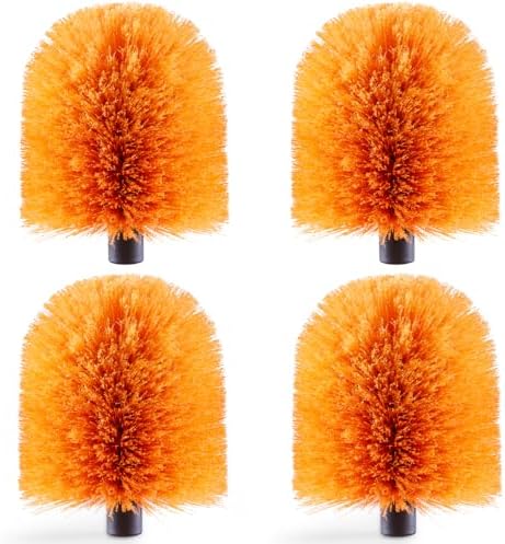 4 Pack Screw on Webster Cobweb Duster Head for Pole,Spider Web Brush, Cobweb Duster Head Attachment,Fits Standard 3/4 inch Threaded Poles (4, Orange)
