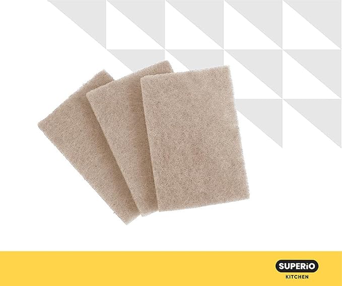 Superio Scouring Pad Pack of 36 - Non-Scratching Natural Sisal Cleaning Scrub Pads, Eco-Friendly Resuable Kitchen Scrubbing Pads