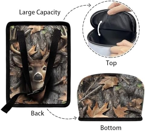 Hunting Deer Forest Camo Print Car Trash Can with Lid and Zipper Portable Foldable Garbage Can Hanging for Headrest Leakproof Organizer and Storage Bag Car Accessories