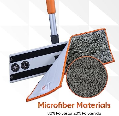 Superio Microfiber Mop Pads, Refill for Miracle Mop, Replacement Head With Velcro, 16 Inch Refill for Flat, Spray Mop Set - Grey
