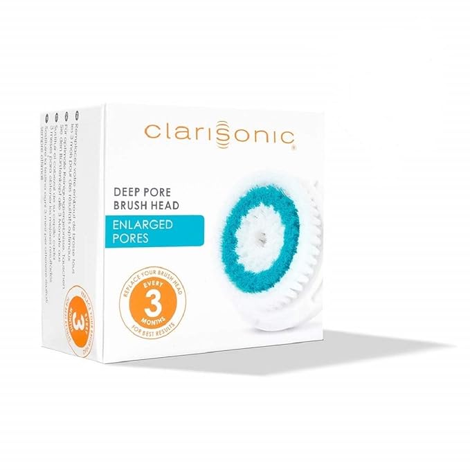 Clarisonic Deep Pore Facial Cleansing Brush Head Replacement Compatible with Mia 1, Mia 2, Mia Fit, Alpha Fit, Smart Profile Uplift and Alpha Fit X, 2 Pack