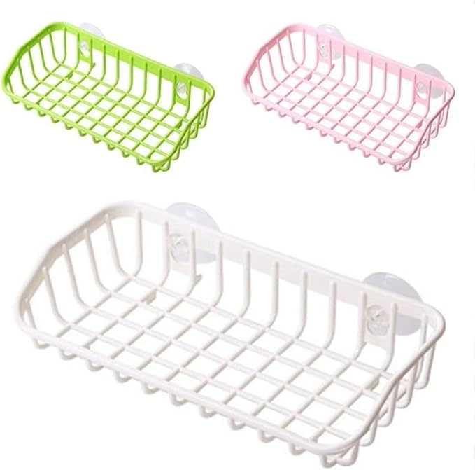 Pink Multifunctional Drain Rack, Hanging Storage Rack Drain Rack Sink Shelf Suction Cup Dishwashing Soap Sponge Holder for Kitchen Accessories