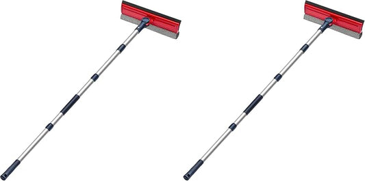 DSV Standard Professional Window Squeegee | 2-in-1 Window Cleaner Sponge and 10" Soft Rubber Strip with Extension Pole 50 Inch & 127 cm | Adjustable to Clean from Multiple Angles (Pack of 2)