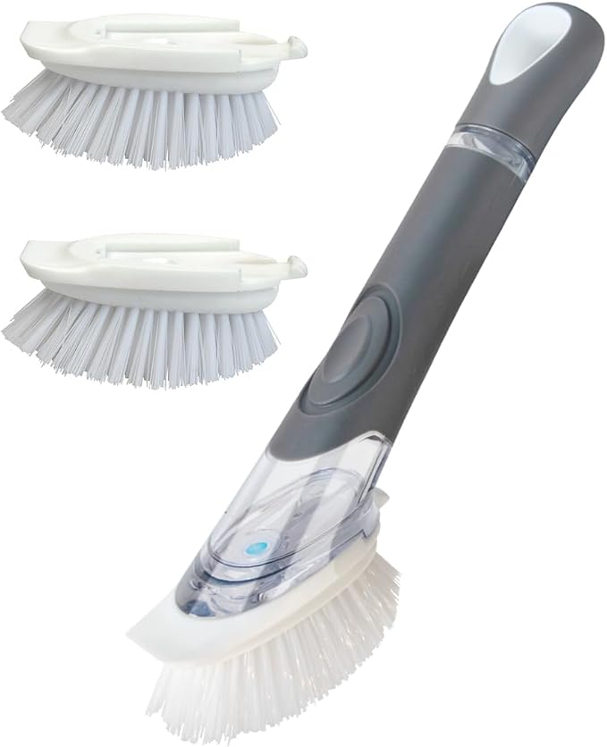 CELOX Dish Brush with Soap Dispenser, 1 Dish Wand & 3 Dish Brush Refill Heads