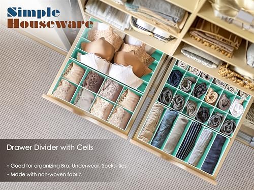 Simple Houseware 4-Pack Drawer Organizer Set for Underwear/Socks/Bra | Turquoise, Closet Dividers for Underwear, Socks, Bras, Scarves, Ties - Foldable Non-Woven Storage Boxes