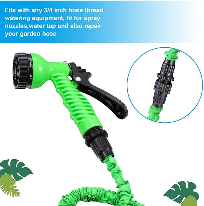 Mudder 4 Sets Garden Expandable Hose Repair Kit, 3/4 Inch | Plastic Flex Hose Repair Fittings with 8 Leak Proof Rubber Seals, Easy Tighten, for Spray Nozzle, Water Tap, Garden Watering