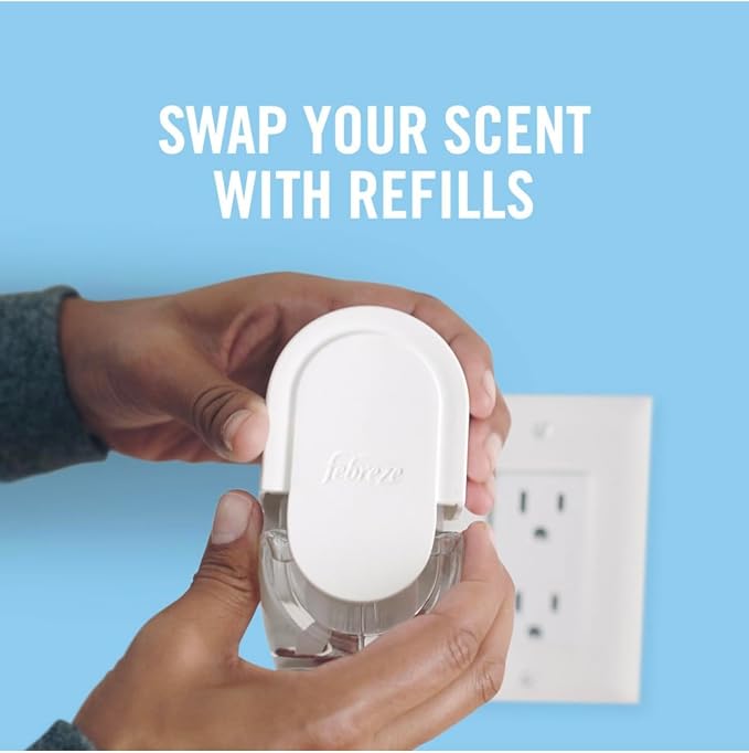Febreze Plug in Air Fresheners, Mediterranean Lavender, + April Downy, Odor Eliminator for Strong Odors 5 Oil Refills