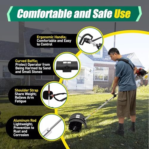 Portable Held Gas Power Broom 52cc Gasoline 2 Stroke Engine Power Snow Sweeping Broom Cleaner Tools for Cleaning Driveway Turf Lawns Artificial Grass