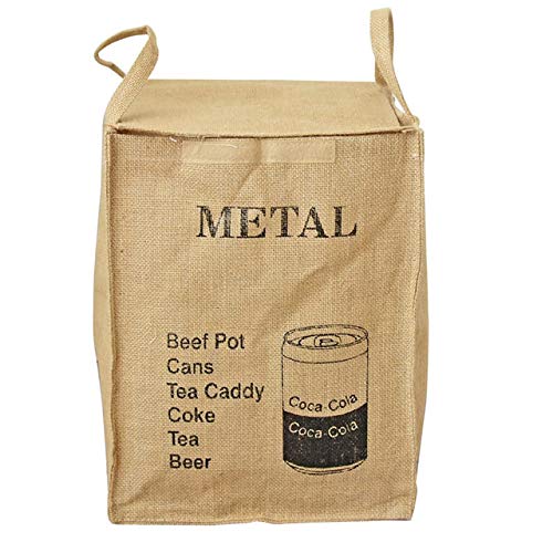 KiaoTime Jute Weave Recycling Bag Waste Bin Bags Basket for Home Kitchen Office - Natural Style Recycle Garbage Trash Sorting Bins Organizer Baskets Recycling Container