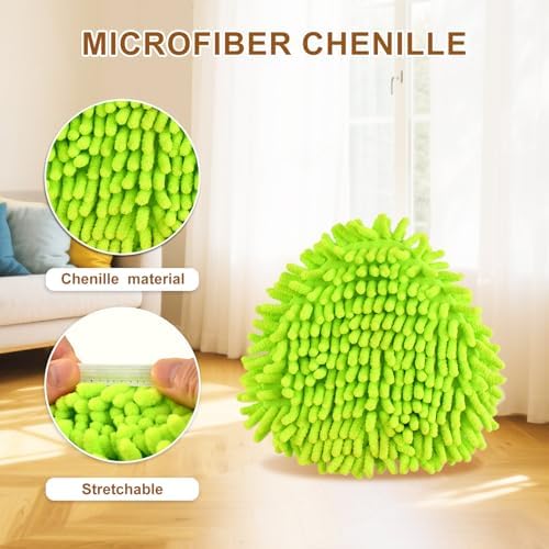 Mop Heads Replacements Compatible with Ocedar EasyWring 1 Tank, Spin Mop Replacement Head, Include 4 O Cedar Mops Replace Heads,1 Scrubber MOp Head and 1 Mopping Base for Cleaning(Not Include Bucket)