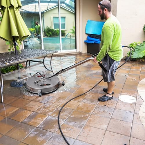 24" Pressure Washer Surface Cleaner with 5 Nozzles Water Broom - Stainless Steel Surface Cleaner for Pressure Washer Attachment for Concrete, Patio, Sidewalk, Deck and Driveways, 4200 PSI