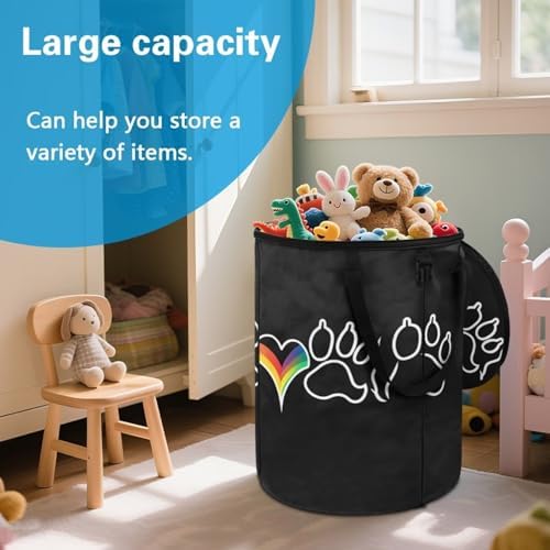 Paw Print Camping Garbage Can Collapsible Rv Garbage Can for RV's, Camping, Recycling, Yard Waste, Leaf Bag, Children Toy Bin (Trash)