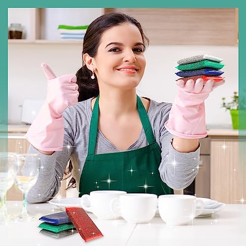Thyle 36 Pack Steel Wool Scrubber Kitchen Sponges, Heavy Duty Non Scratch Metal Sponges, Reusable Cleaning Scrub Pads for Dishes, Pots, Pans, Sink and Tough Hard Stains (Multicolored)