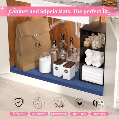 Sdpeia Under Sink Mat 22"×14" Waterproof Silicone Cabinet Liner & Sink Protector for Kitchen & Bathroom, Multi-Purpose Organizers Tray for Pets, Laundry, Cat Litter Mat