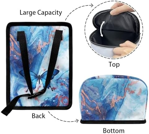 Blue Butterfly Marble Print Trash Can for Car Leakproof Garbage with Lid and Zipper Trash Bin Hanging Back of Seat Auto Interior Accessories Universal Fit Most Truck SUV Van