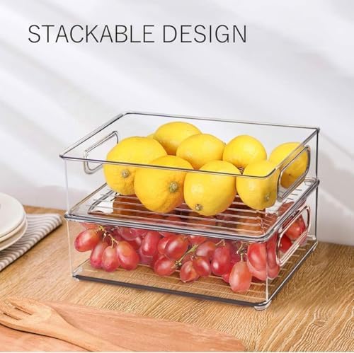 7 Pack Refrigerator Organizer Bins | 4 Sizes Stackable Clear Pantry Storage Bins with Handles for Fridge, Shelves, Drawer, Snack Organizer for Home & Kitchen