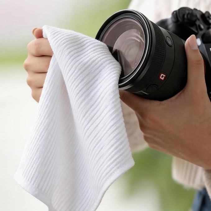 Microfiber Cleaning Cloth for Glasses, Glass Cleaning Cloths Lint Free, Polishing Cloth for Wine Glasses & Glassware, Streak Free Glass Towels for Cleaning, 12 Pack 12"×12"