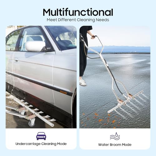 39-Inch Professional Water Broom Attachment for Pressure Washer, 5000 PSI Surface Cleaner with 7 Nozzles & Wheels, for Driveway, Sidewalk, Concrete Cleaning