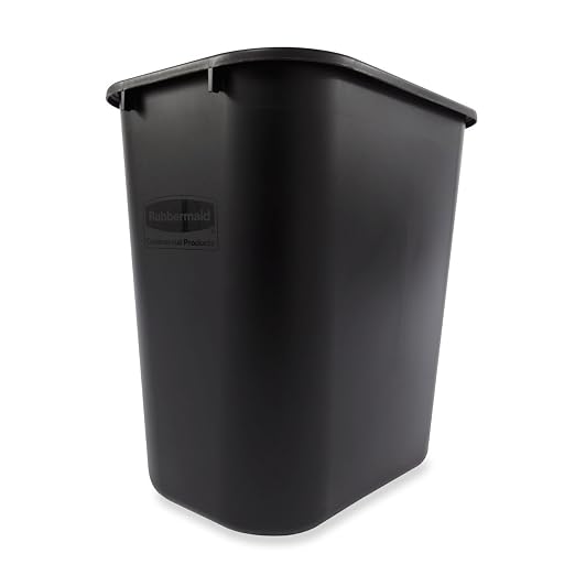 Rubbermaid Commercial Products Wastebasket Small 13QT/3.25 GAL, for Home/Office/Under Desk, Black (FG295500BLA), Pack of 4