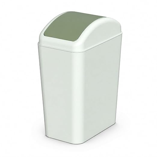 4.5 Gallon Plastic Swing Lid Trash Can, Slim Garbage Bin, Green | Trash Bin with Lid, Waste Basket Swing Top