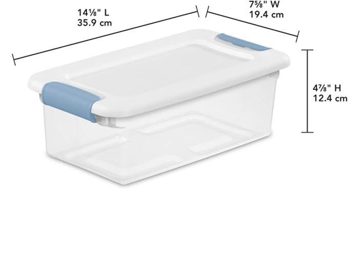 Sterilite Latching Box with Lids for Home and Office, 6 Quart, 12-Pack | Heavy-Duty and Stackable Plastic Containers with Latches for Closet, Cabinet, Bedroom, Bathroom and Dorm Room Organization
