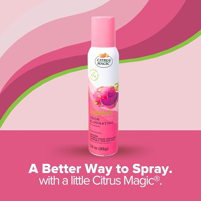 Citrus Magic Air Freshener Spray, Dragonfruit, 3 Ounce, Pack of 3 | Odor Eliminator for Home, Up to 7 Hours of Freshness, Non-Aerosol, Citrus-Based Formula