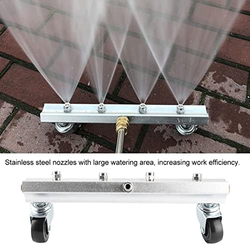 High Pressure Road Maintenance Nozzle | 1/4 Inch Stainless Steel Wash Nozzle for Driveways/Decks/Pools | 360° Rotating Rollers for Efficient Soil & Oil Removal