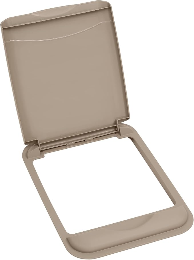 Rev-A-Shelf 50 Qt Under Sink Garbage Can Lid for Base Kitchen & Bathroom Cabinet, Replacement Plastic Trash Bin Lid Only, Champagne, RV-50-LID-12-1