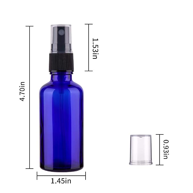 2oz Glass Spray Bottles For Essential Oils, Blue, 3 Pack | Small, Fine Mist