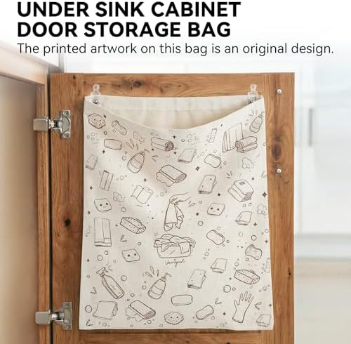 Reusable Dirty Rag Bag with Plastic Liner for Under Sink Cabinet Door