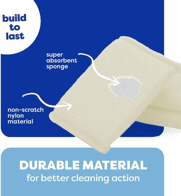 Multi-Purpose Scouring Pad by Scrub-It - Non-Scratch Cleaning Dobie Pads for Pots, Pans, Dishes, Utensils & Non-Stick Cookware - Sponge Scrubbers Use for Kitchen, Bathroom & More (6 Pack)
