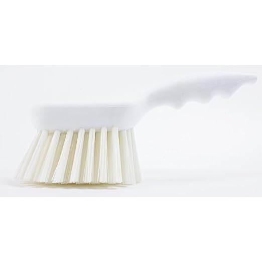 SPARTA 40541EC02 Plastic Scrub Brush, Utility Brush, Kitchen Brush with Hanging Hole for Cleaning, 8 Inches, White, (Pack of 6)