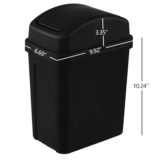 1.8 Gallon Swing Top Trash Can, Small Swing Garbage Can, Black