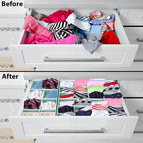 Simple Houseware 4-Pack Drawer Organizer Set for Underwear/Socks/Bra | Turquoise, Closet Dividers for Underwear, Socks, Bras, Scarves, Ties - Foldable Non-Woven Storage Boxes