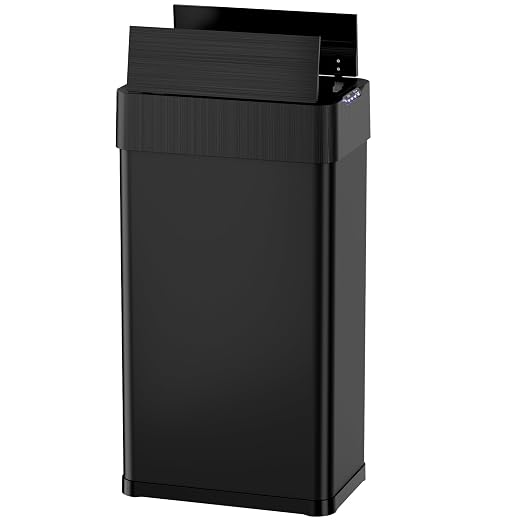 Automatic Trash Can, 21.1 Gallon Touchless Motion Sensor Trash Bin | Smart Garbage Can with Soft-Close Lid, Bag Retainer Ring and Display Light,for Kitchen,Living Room Office (Black, 80L)