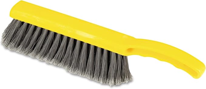 Rubbermaid Commercial 8 Inch Counter Brush Flagged Polypropylene Fill for Smooth Surface Sweeping Yellow 12.5" for Bathroom/Shower/Floor Tile/Decks/Car Tires/Outdoor (Pack of 6)