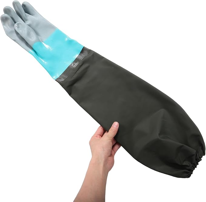 Holibanna Long Sleeve Pvc and Cloth Splashproof Gloves for Car Washing and Pond Cleaning, Comfortable and Multifunctional Use with Extra Long Sleeve Design for Sturdy Protection