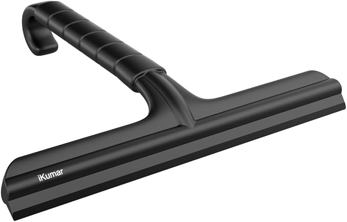 All-Purpose 10 Inch Silicone Shower Squeegee for Glass Doors | Bathroom Squeegee with Built-in Hook - Streak-Free Window Cleaner Tool for Tile, Mirror, Car, Rust-Proof No-Squeak Design